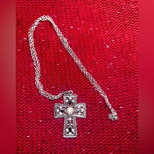 Elegant Silver Cross Pendant Necklace